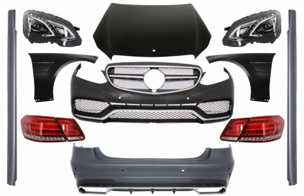 Body Kit με LED Μπροστινά Φανάρια και Light Bar Πίσω Φανάρια για MERCEDES E-Class W212 Facelift (2013-2016) E63 Design