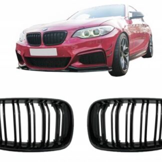 Γρίλιες Μάσκα για BMW 2 Series F22 F23 F87 (2014-up) Double Stripe M Design Piano Black