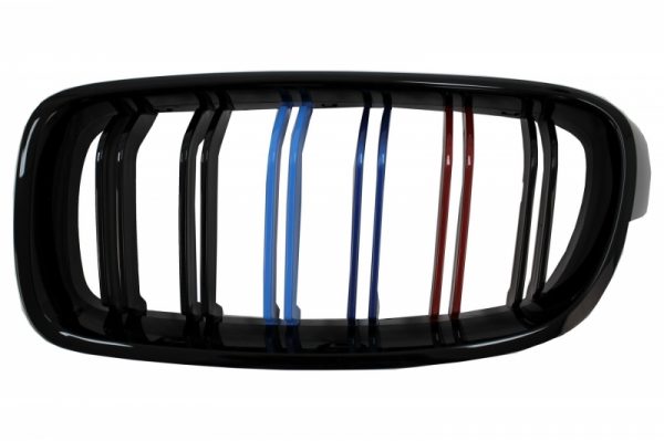 Γρίλιες Μάσκα για BMW 3 Series F30 F31 (2011-up) Piano Black 3 Color M-Power Design - Image 2