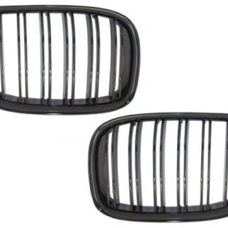 Γρίλιες Μάσκα για BMW 7 Series F01 F02 F03 (2008-2015) Double Stripe M Design Piano Black