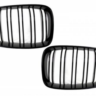 Κεντρικά Grilles Kidney Grilles για BMW 1 Series E81 E82 E87 E88 M1 M (2007-2011) LCI Double Stripe M Design Piano Black