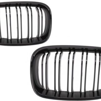 Κεντρικά Grilles Kidney Grilles για BMW 1 Series F20 F21 (2011-2014) Double Stripe M Design Piano Black