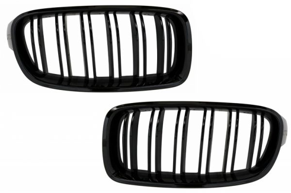 Κεντρικά Grilles Kidney Grilles για BMW 3 Series F30 F31 (2011-up) Double Stripe M Design Piano Black