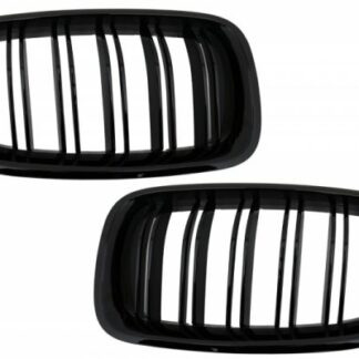 Μάσκες Καρδιές Kidney Grilles για BMW F10 5 Series (2010-up) Double Stripe M Design Piano Black