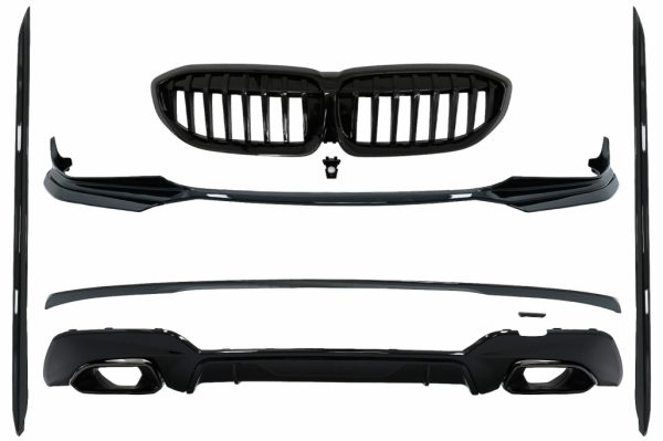 Κομπλε Body Kit Extensions για BMW 3 Series G20 Sedan G21 Touring (2018-2019) M340i Design Black Tips