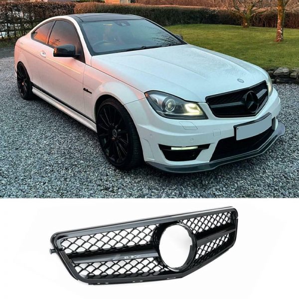 Μάσκα C63 AMG Look Black για Mercedes C-Class W204 2008-2014 - Image 2