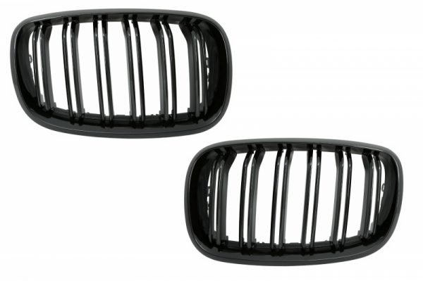 Μπροστινά Grilles Kidney για BMW X5/X6 E70/E71 (2007-2014) Double Stripe M Design Piano Black - Image 2