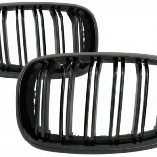 Μπροστινά Grilles Kidney για BMW X5/X6 E70/E71 (2007-2014) Double Stripe M Design Piano Black