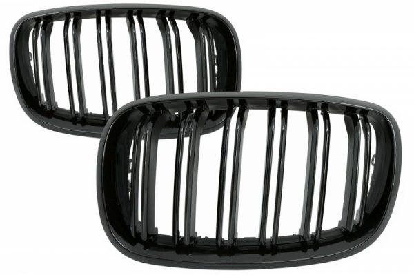 Μπροστινά Grilles Kidney για BMW X5/X6 E70/E71 (2007-2014) Double Stripe M Design Piano Black