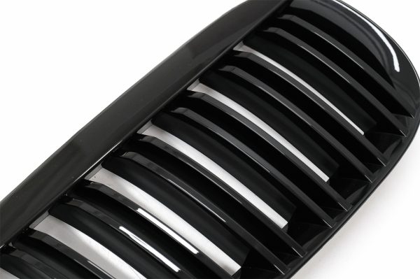 Μπροστινή Μάσκα Γρίλιες για BMW 6 Series E63 E64 LCI Pre-LCI (2004-2010) M Design Double Stripe Piano Black - Image 3