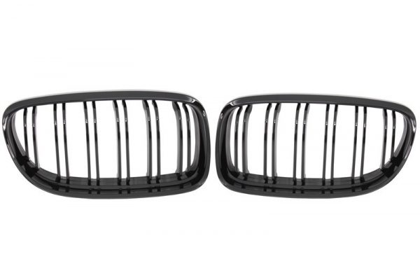 Μπροστινός Kidney Grilles για BMW 3 Series E90 E91 LCI (2008-2011) Double Stripe M Design Piano Black - Image 2