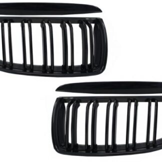 Μπροστινός Kidney Grilles για BMW 3 Series E90 E91 Pre-LCI (2005-2008) Double Stripe M Design Piano Black