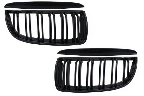 Μπροστινός Kidney Grilles για BMW 3 Series E90 E91 Pre-LCI (2005-2008) Double Stripe M Design Piano Black