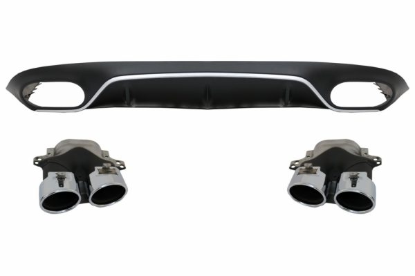Πίσω Diffuser & Exhaust Tips για Mercedes E-Class C238 A238 AMG Sport Line Coupe Cabrio (2016+) E53 Design Silver Edition