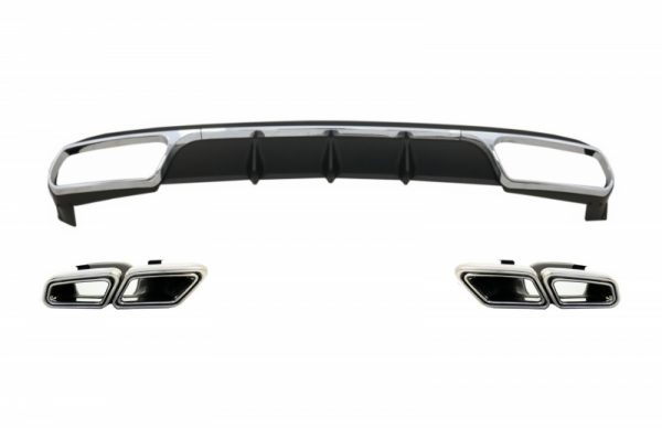 Πίσω Diffuser με Exhaust Muffler Tips Chrome για Mercedes E-Class W212 Facelift (2013-2016) μόνο Standard Bumper