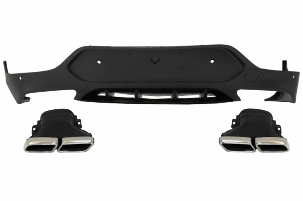 Πίσω Diffuser με Exhaust Muffler Tips για Mercedes GLC Coupe C253 Sport Line (2015-2019) GLC63 Design Silver Tips