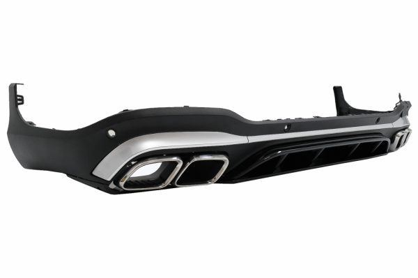 Πίσω Diffuser με Silver Exhaust Muffler Tips για Mercedes GLC SUV X253 Facelift (2020-up) GLC63 Design - Image 3