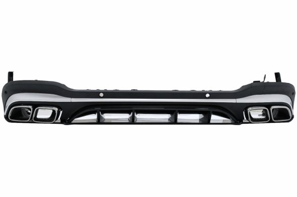 Πίσω Diffuser με Silver Exhaust Muffler Tips για Mercedes GLC SUV X253 Facelift (2020-up) GLC63 Design