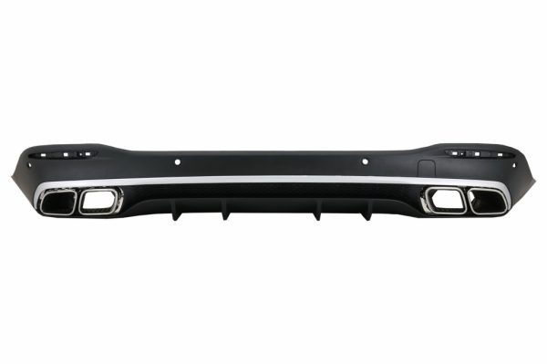 Πίσω Diffuser με Silver Exhaust Muffler Tips για Mercedes GLE W167 SUV V167 Sport Line (2019-Up) GLE 63 Design