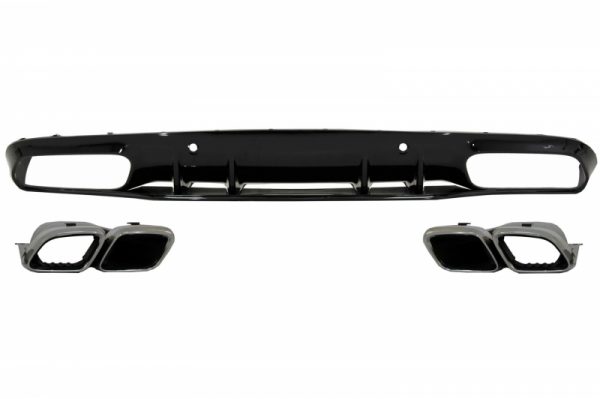 Πίσω Προφυλακτήρας Διαχύτης Diffuser για Mercedes C-Class C205 A205 Coupe Cabriolet (2014-2019) Facelift C63S Design Silver Tips