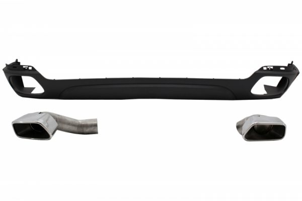 Πίσω Προφυλακτήρας Διαχύτης Diffuser & Square Exhaust Tips για BMW X5 F15 (2013-2018) M-Tech V8 Design Matte Black για Standard Πίσω Bumper