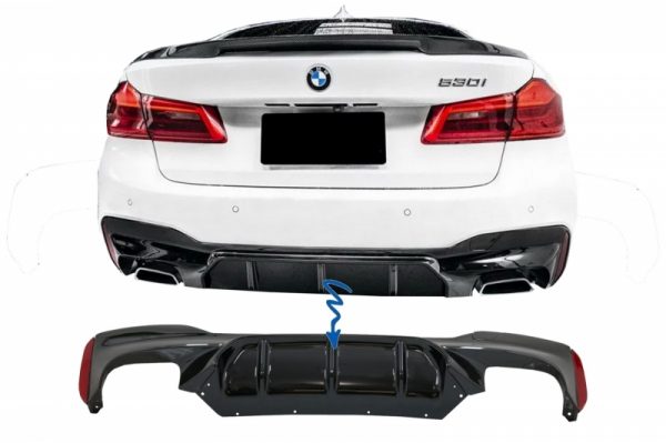 Πίσω Προφυλακτήρας Diffuser για BMW 5 Series G30 G31 Limousine Touring (2017-up) M5 Design Piano Black