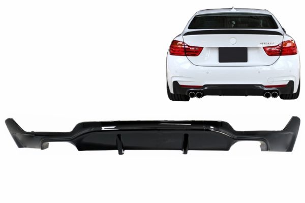 Πίσω Προφυλακτήρας Diffuser για BMW F32 F33 F36 (2013-) Coupe Cabrio 4 Series M Performance Design Twin Double Outlet Piano Black