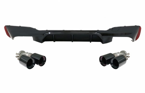 Πίσω Προφυλακτήρας Diffuser Piano Black με Exhaust Muffler Tips Black για BMW 5 Series G30 G31 Limousine Touring (2017-2020) M5 Design