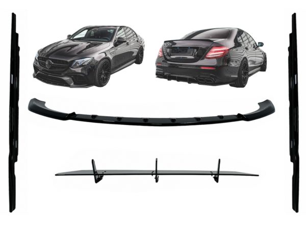 Aero Body Kit Lip Spoiler Διαχύτης & Μασπιέδες Extensions για Mercedes E-Class E63 W213 S213 (2016-2019) Piano Black
