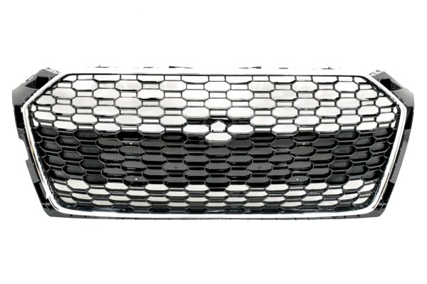 Badgeless Μπροστινή Μάσκα για Audi A5 F5 (2017-2019) RS Design Black/Chrome - Image 2