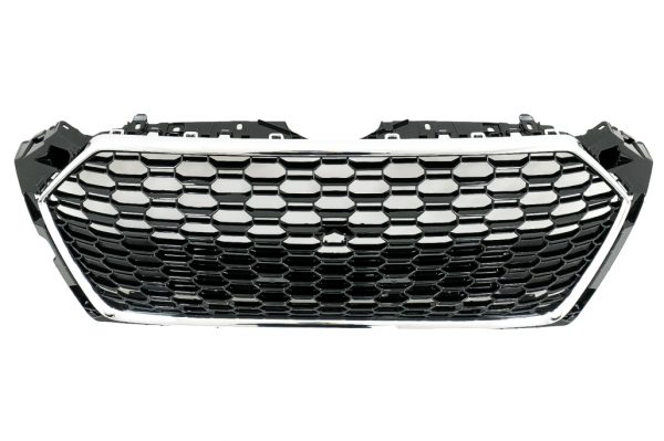 Badgeless Μπροστινή Μάσκα για Audi A5 F5 (2017-2019) RS Design Black/Chrome - Image 3