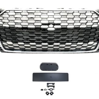 Badgeless Μπροστινή Μάσκα για Audi A5 F5 (2017-2019) RS Design Black/Chrome