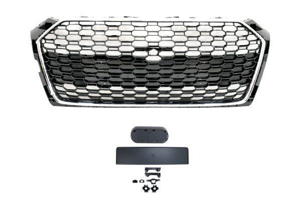 Badgeless Μπροστινή Μάσκα για Audi A5 F5 (2017-2019) RS Design Black/Chrome
