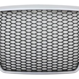 Badgeless Μπροστινή Μάσκα για Audi A6 4F C6 (2004-2011) Honeycomb RS Design Silver Border