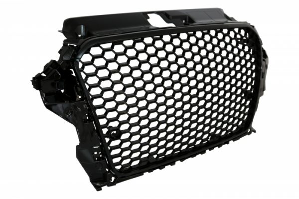Badgeless Μπροστινή Μάσκα για AUDI A3 8V (2012-2016) RS3 Design Piano Black - Image 2