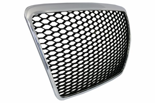 Badgeless Μπροστινή Μάσκα για Audi A6 4F2 4F C6 (2004-2011) RS Design Chrome Black - Image 2