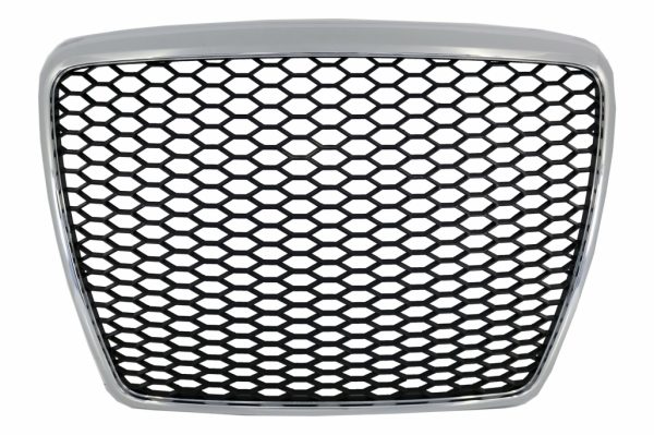 Badgeless Μπροστινή Μάσκα για Audi A6 4F2 4F C6 (2004-2011) RS Design Chrome Black