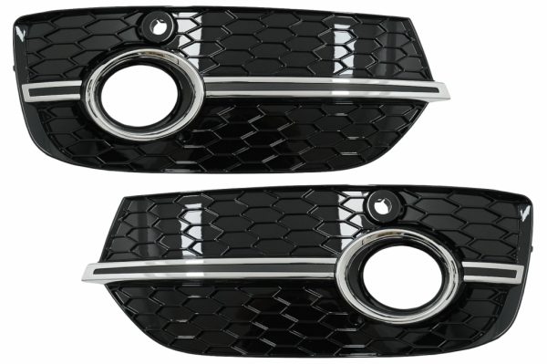 Καπάκια Προβολέων Ομίχλης Side Grilles για Audi Q3 8U (2011-2014) RS Design Piano Black&Chrome