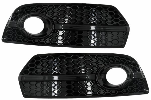Καπάκια Προβολέων Ομίχλης Side Grilles για Audi Q5 SUV 8R (2008-2011) RS Design Piano Black