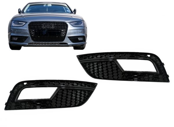 Καπάκια Προβολών Ομίχλης για Audi A4 B8 Facelift (2012-2015) RS4 Design Black