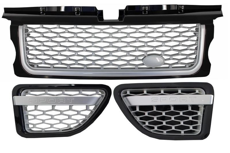 Κεντρική Μάσκα και Αεραγωγοί πλαϊνοί Assembly για Land Range Rover Sport L320 (2005-2008) Autobiography Look Black Silver Edition