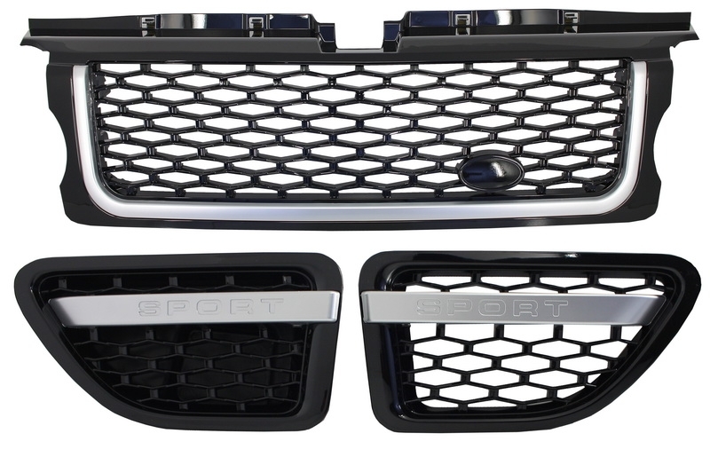 Μάσκα και Αεραγωγοί πλαϊνοί για Land Rover Range Rover Sport (2005-2008) L320 Autobiography Look Silver Black Edition