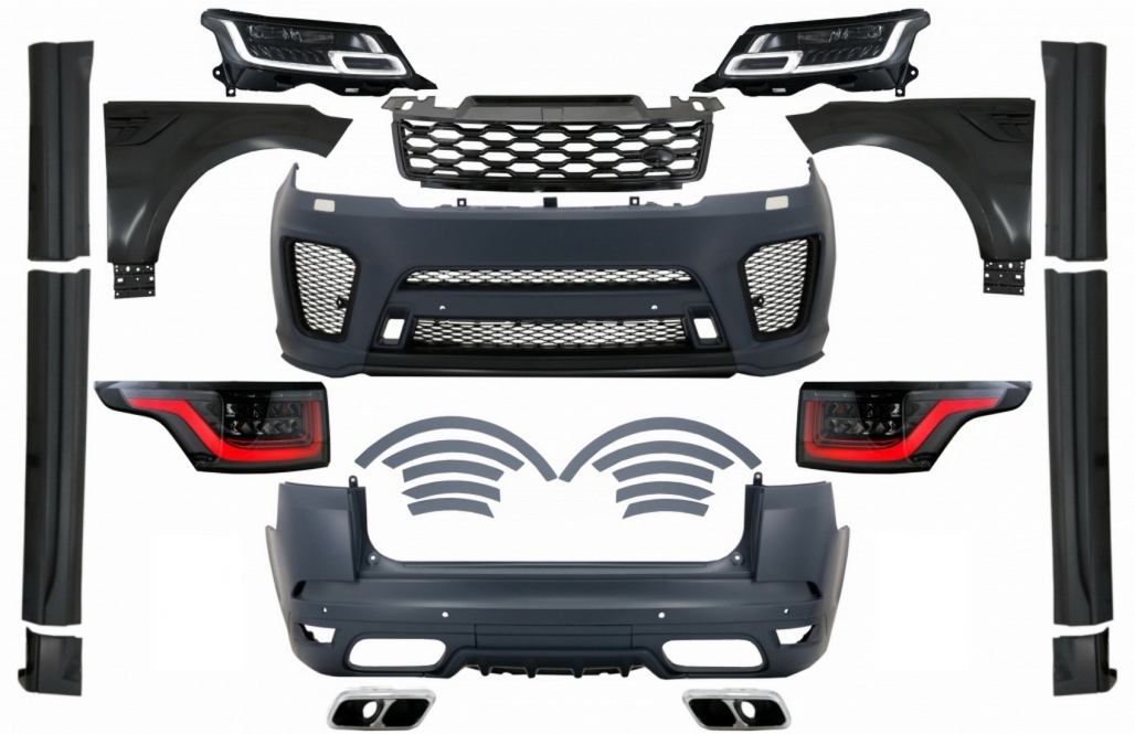 Κομπλε Body Kit με LED Μπροστινά Φανάρια και Πίσω Φανάρια για Range Rover Sport L494 (2013-2017) Μετατροπή σε 2019 SVR Design