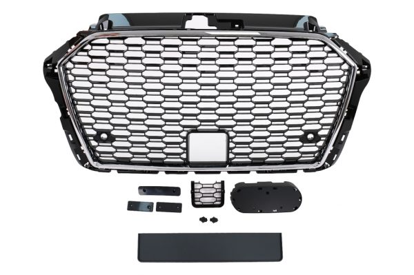 Μάσκα για Audi A3 8V Facelift (2017-2019) RS3 Design Black Chrome