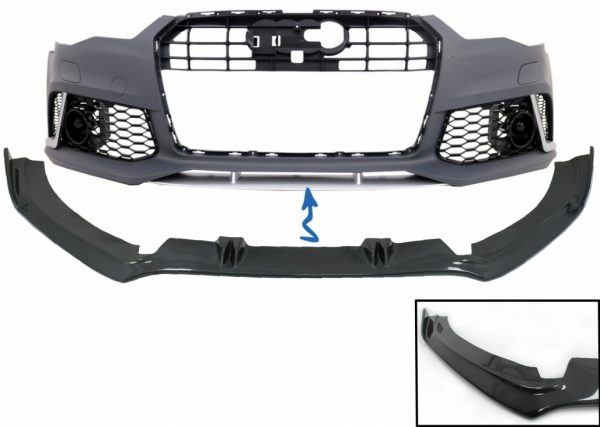 Μπροστινός Προφυλακτήρας Add-On Spoiler Lip για AUDI A6 C7 4G RS6 (2011-2018) Real Carbon