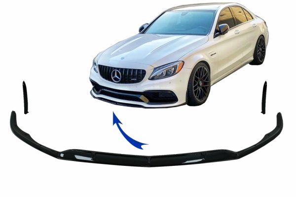Μπροστινός Προφυλακτήρας Lip για Mercedes C-Class C63 C63S W205 S205 (2014-2018) Limousine T-Model Edition 1 Design Black