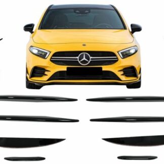 Μπροστινός Προφυλακτήρας Splitters Fins Aero για MERCEDES A Class W177 Hatchback V177 Sedan (04.2018-up) A45 Design Piano Black