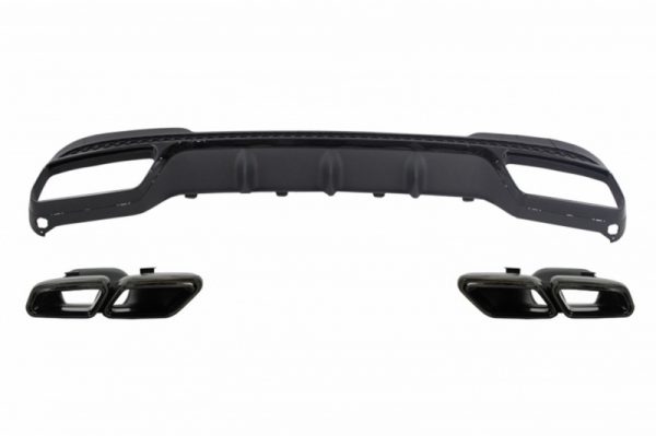 Πίσω Diffuser με Exhaust Tips Tailpipe Black για MERCEDES E-Class W212 S212 AMG Sport Line Facelift (2013-2016) E63 Design