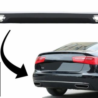 Πίσω Προφυλακτήρας Διαχύτης Diffuser & Exhaust Tips για Audi A6 4G (2010-2014) Facelift W12 Design Piano Black με Chrome Molding