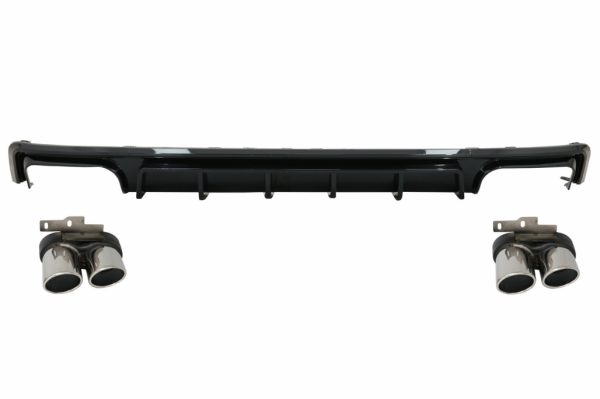 Πίσω Προφυλακτήρας Διαχύτης Diffuser & Exhaust Tips για Audi A6 C8 4K Avant Sedan (2018-up) S6 Design Piano Black - Image 2